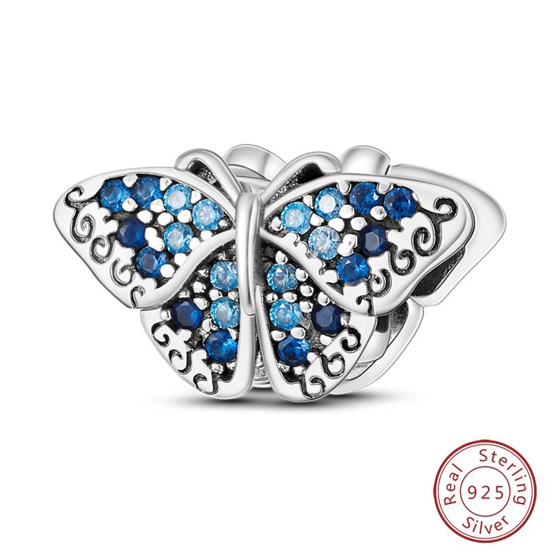 Fashion 925 Silver Colorful Butterfly Sparkling Zircon Charms Beads Fit Qikaola 925 Bracelets DIY Anniversary Jewelry