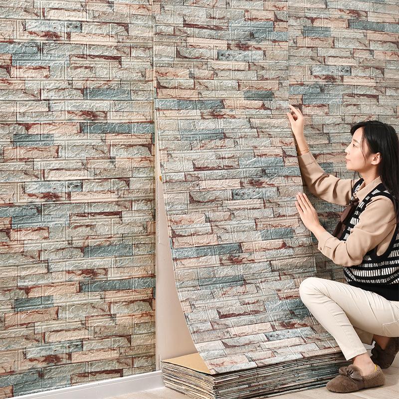 

70Cmx5M 3D Brick Pattern Wall Sticker Self-Adhesive Panel Water-Repellent Living Room Wall Cover Home Ornament 70cmx1m