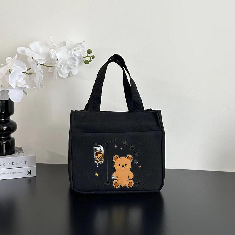 Stylish Canvas Commuter Tote with Zipper - Trendy Lunch Box Handbag for Women