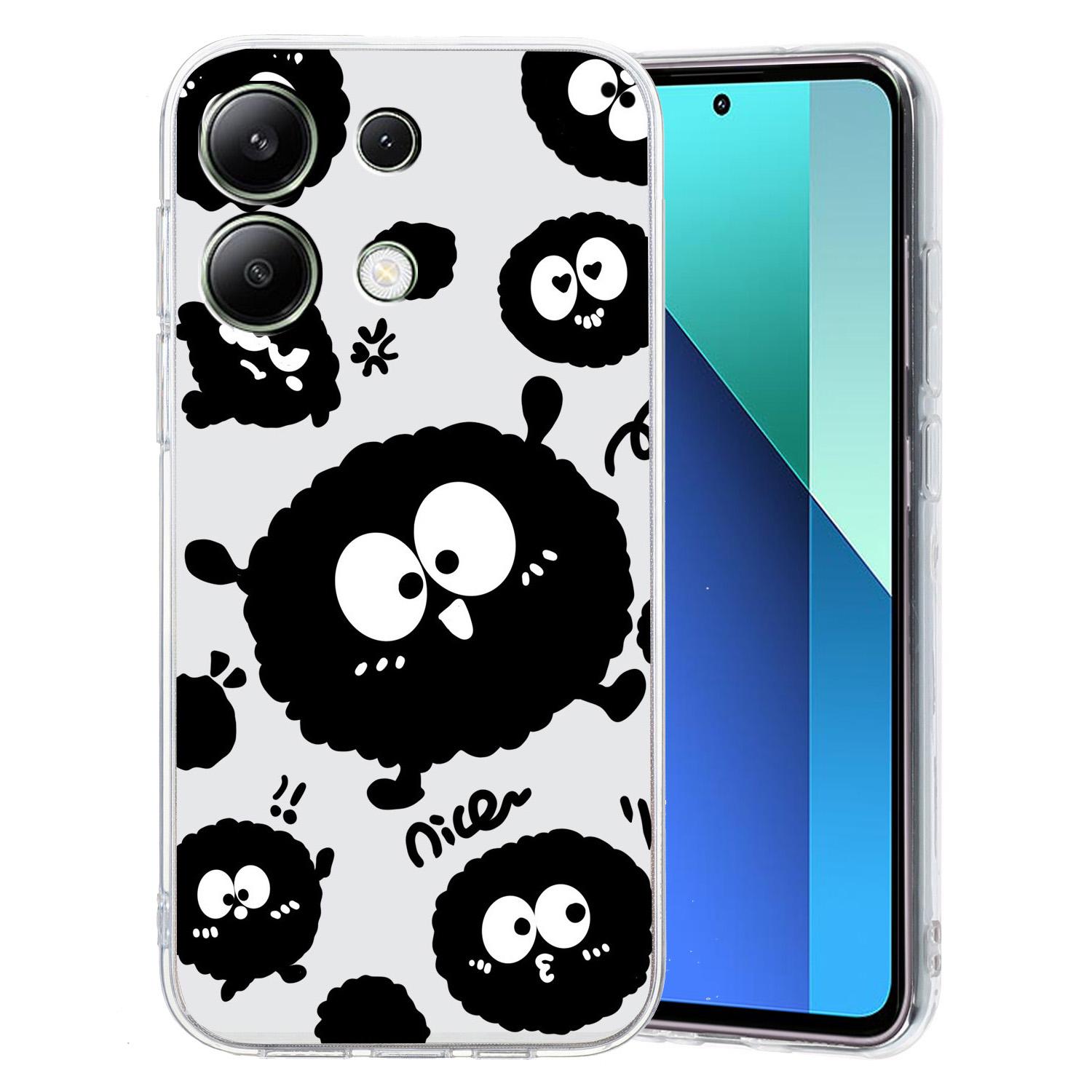

For Xiaomi Redmi Note 13 4G Case Protective TPU Phone Cover Pattern Printed Black Briquette