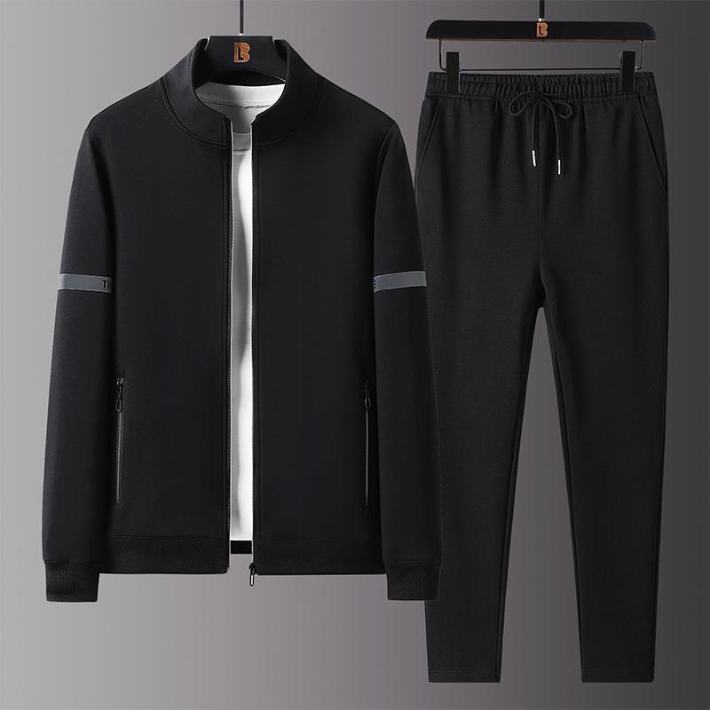 

Спортивный костюм для людей среднего и пожилого возраста, мужская толстовка с капюшоном, осенняя свободная повседневная куртка, мужской комплект из двух предметов XXXXXL чёрный