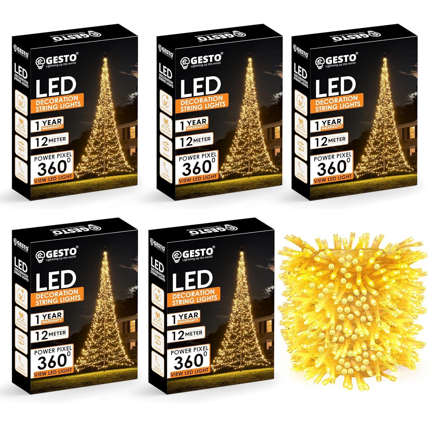 

Теплые белые светодиодные гирлянды – Водонепроницаемые медные провода, желтые гирлянды для украшения дома, Рождества, Дипавали и Дивали 12 Meter | Pack of 5)