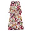 2024 Early Autumn Floral Print Retro Cotton Linen Maxi Dress