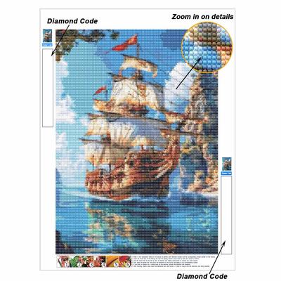 Piratenschiff 5D Diamantmalerei Vollbohrer Mosaik Diamantstickerei Glaube im Herzen Kreuzstich-Sets Heimdekoration Heimdekoration