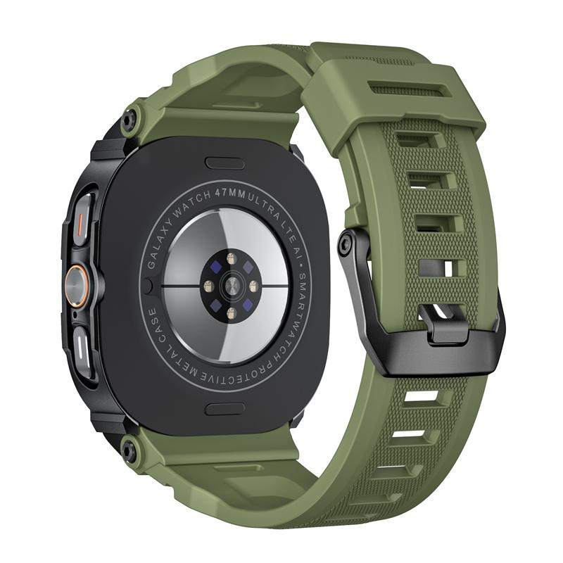 Metal Case+Strap for Samsung Galaxy Watch Ultra 47mm Strap Silicone Breathable Strap Replacement Band for Samsung Galaxy Ultra 2025/2024 Correa