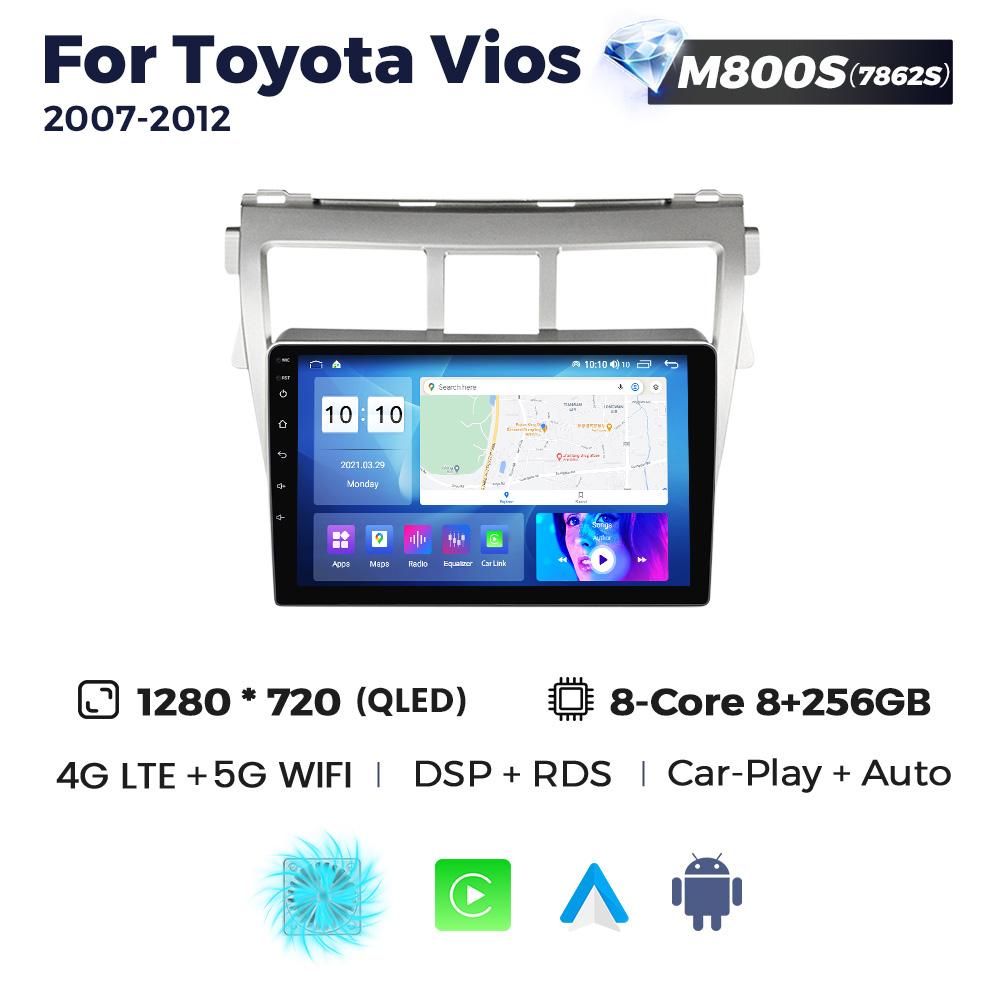 Navifly Wireless Carplay Android Auto Radio auto player video pentru Toyota Vios Yaris 2007 2008-2012 WIFI GPS Stereo 2Din Unitate principală