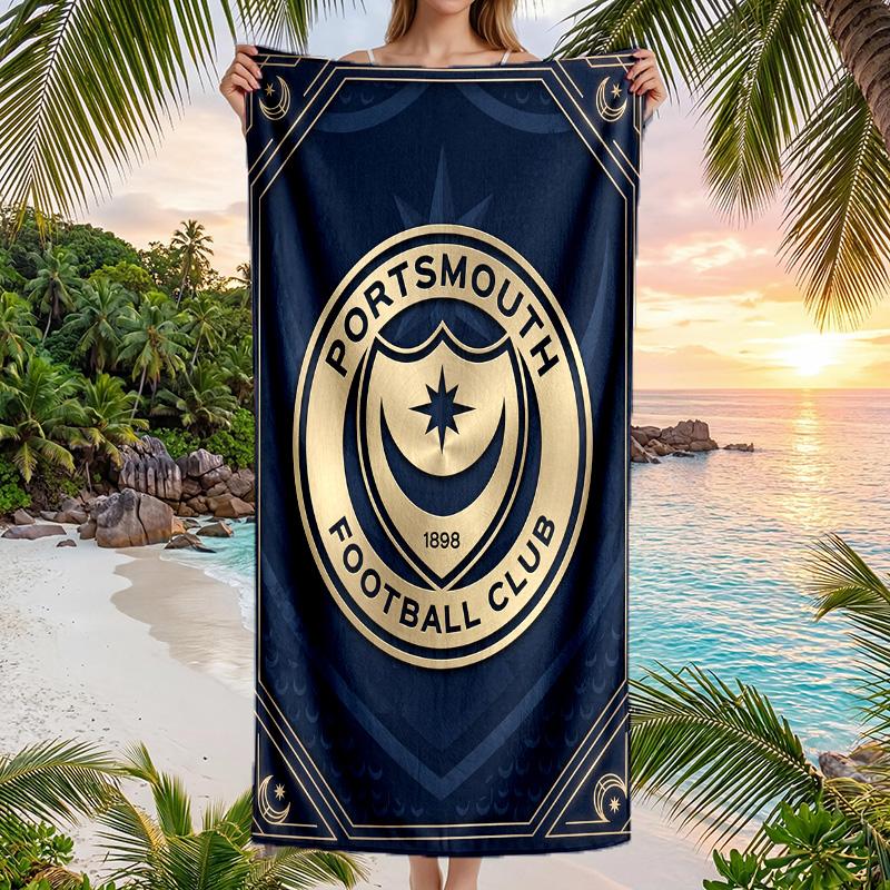 Stampa Portsmouth FC Asciugamano da Spiaggia Quick Dry Microfibra Assorbente Portatile da Viaggio Asciugamano per Nuoto