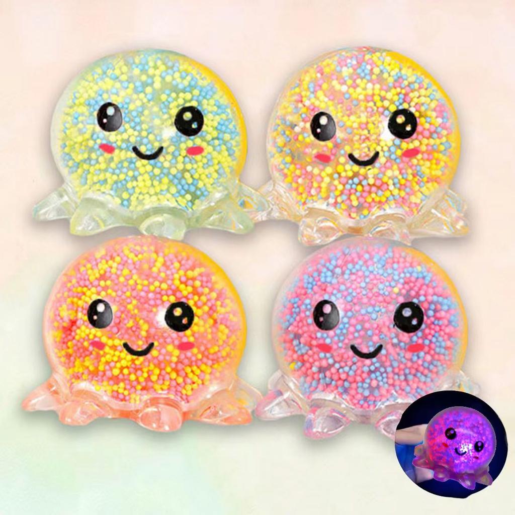 Glowende Licht Inktvis Konijn Stressballen Zacht Knijp Fidget Speelgoed Sensorische Angstverlichting Willekeurige Kleur Bubbel Octopus Bal Cadeau