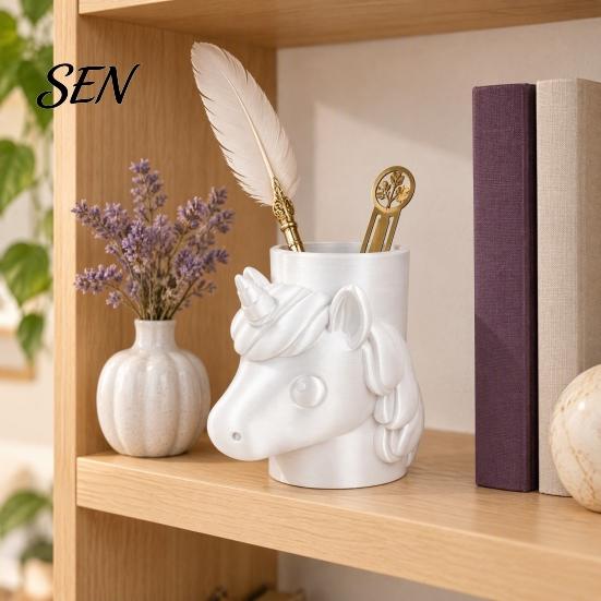Student Desk Organizer for Girls 3D Printed Unicorn Pen Holder, Large Capacity Desktop Pencils Paintbrushes Fun Stationery Holder School and