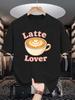 Unisexs Latte Lover Coffee Graphic Tee Retro Latte Art Print O Neck Short Sleeve Cotton Tops For Coffee Fans Casual Street Wear