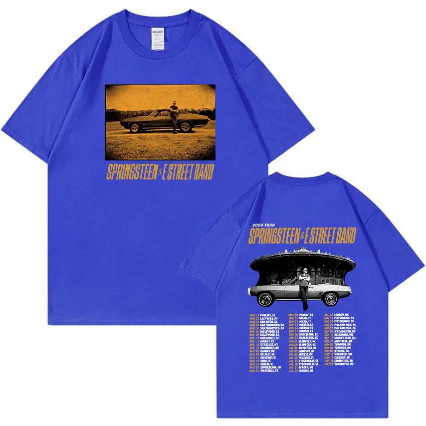 Vintage Rock Bruce Springsteen and E Street 2024 Tour T Shirts Man's Hip Hop Gothic Fashion Oversized Cotton T-Shirt Streetwear