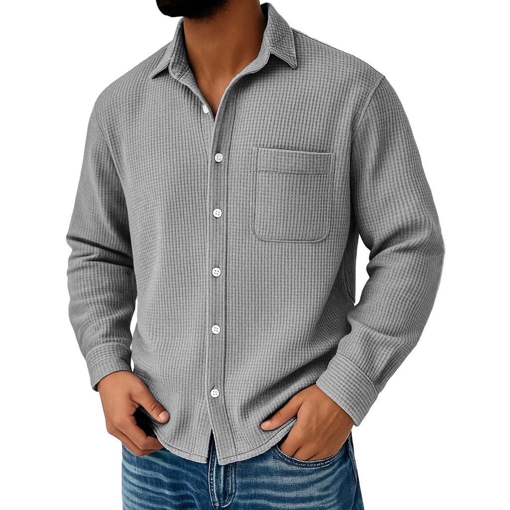 Men's  Trend  Fashion  Leisure  Versatile  Flip Collar  Long Sleeves  Shirt