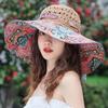 Wide Brim    Design Flower Big Beach Hat Foldable Brimmed Sun Hat Summer Hats For Women Uv Protection Fisherman Cap