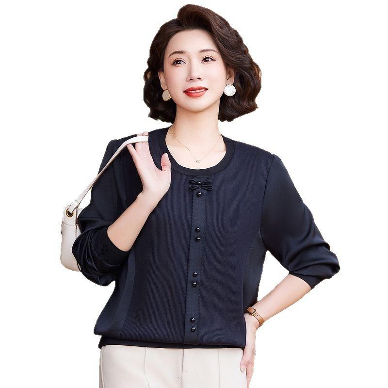 Temperament Spring and Autumn Fashionable Knitted Tops and Small Shirts New Style Spring Style Bottoming Shirts for Middle-aged