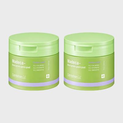 Madeca Real Green Pore Almofadas para Poros 60 Unidades 2 Embalagens Essência de Centella Asiática Calmante Limpeza Refirmante Iluminadora