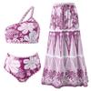 European and American Retro Ethnic Bohemian Bikini Mesh Round Skirt Three-piece Vacation Beach Multi-color Swimsuit Women