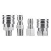 4Pcs Pipe Hose Adapter Stainless Steel Pressure Washer Coupler Internal External Thread 1/4 Quick Plug Connector Male and Female