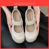 Mary Jane Flat Shoes For Women Summer Pu Slipon Ballet Flat With Padded Sole