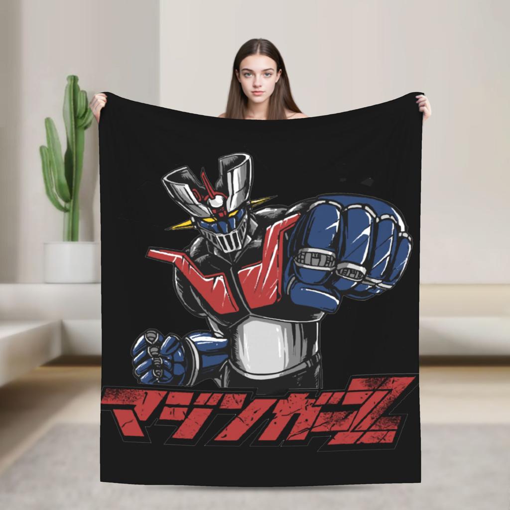 Mazinger Z Manga Knitted Blankets Coral Fleece Plush UFO Robot Grendizer Warm Throw Blanket for Bedding Couch Bedspread