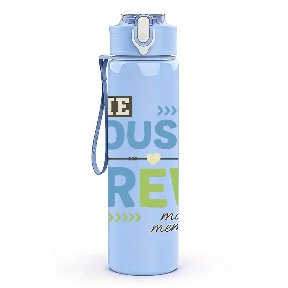 1PC Cousin Crew Color Letter Graphic,750ml Color Plastic Sports Water Bottle,Leakproof Flip Straw Lid,Suitable for Sports Office Home Use