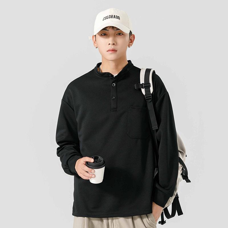 Autumn and Winter American Stand-up Neck Sweater Men's Spring and Autumn Trend Fashion Casual Long-sleeved T-shirt Pullover Jacket