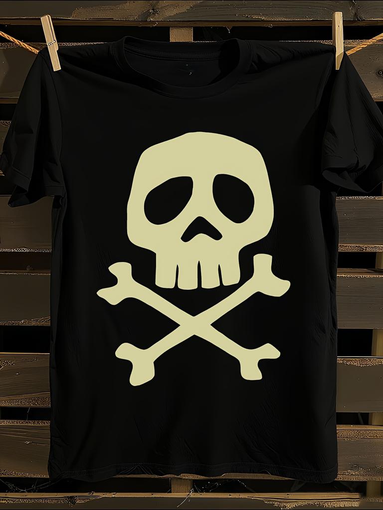 Danzig Style White Skull Crossbones Tshirt