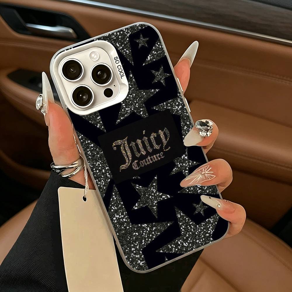 Juicy- girlie style -Couture Phone Case For iPhone 17,16,15,14,13,12,11 Plus,Pro Max,XS,white silver phone case iPhoneXSMAX