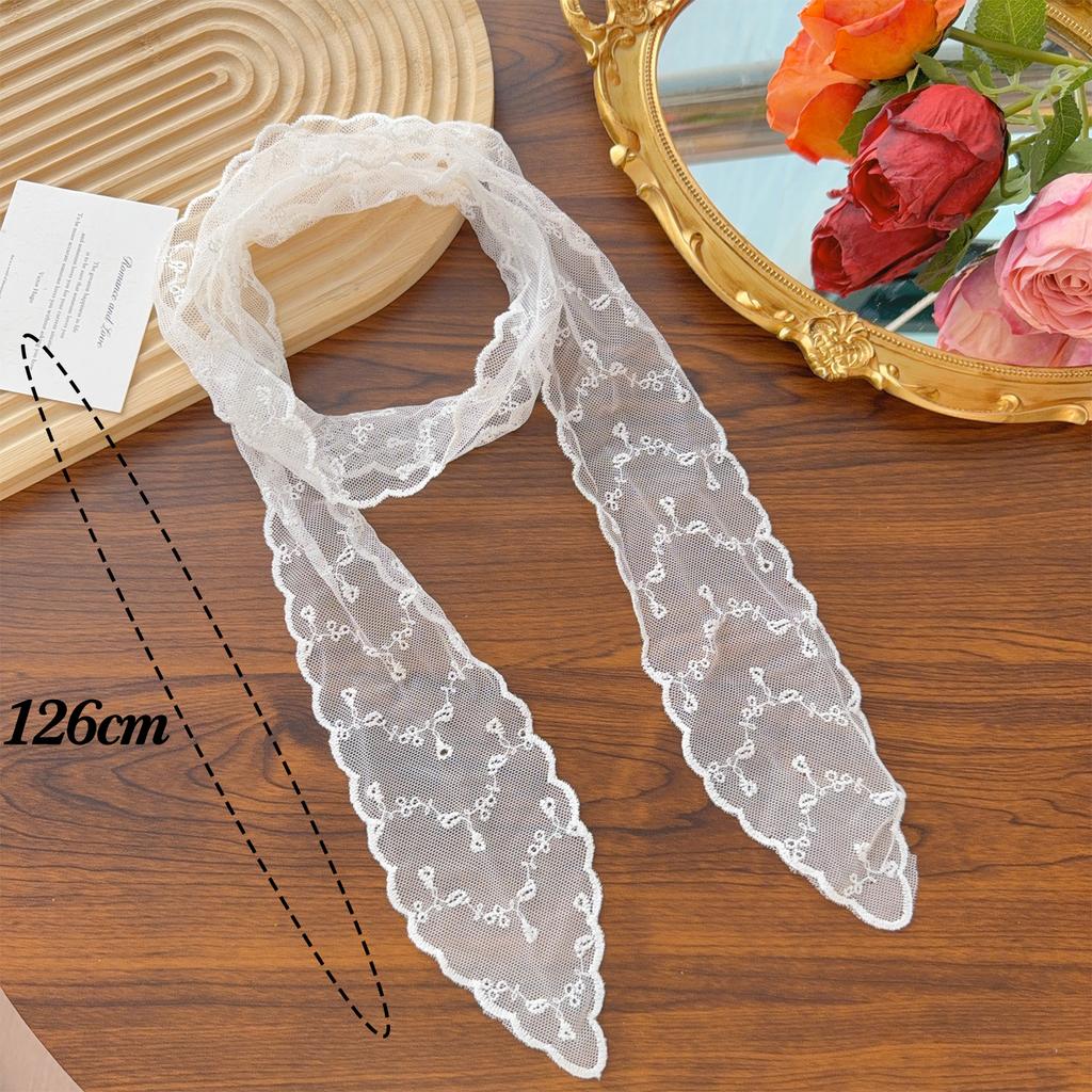 Femei Eșarfă Lungă Îngustă Albă Dantelă Decupată Colier Panglică Brodată Floral Culoare Solidă Elastice de Păr Accesorii de Păr de Vară