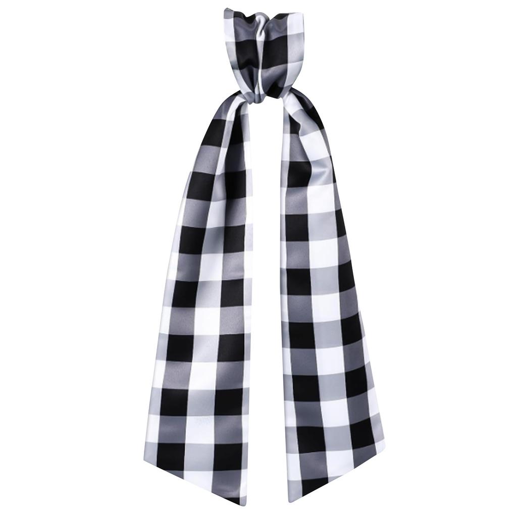 Black And Plaid Wreath Sash, 6ft Long Christmas Wreath Decorative Belt, Satin Fabric Bow For Front Door Wreaths, Holiday D