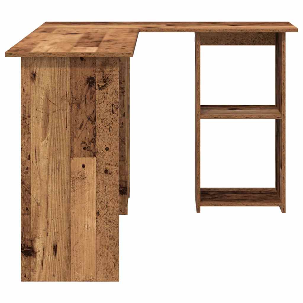 Corner Desk with Shelf Reclaimed Wood Look 142 x 102 x 73 cm Particleboard