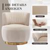 Silla Giratoria Moderna de 360 Grados, Acabado Suave de Terciopelo, Respaldo, Estructura Estable, Sillas Tipo Barril, Adecuada para Sala de Estar Dormitorio Estudio, Beige