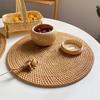 1pcs Rattan Woven Oval Non-Slip Heat-Resistant Placemat Home Kitchen Dining Table Decor Mat Anti-Skid Tableware Pad