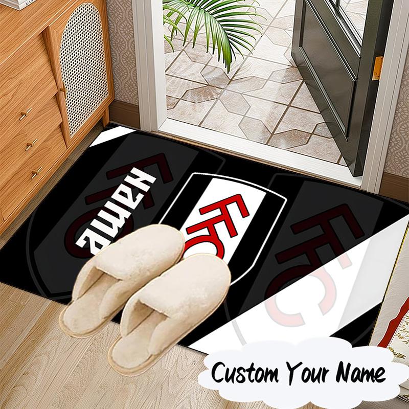 Custom Name Fulham FC Crest Rug for Living Room, Game Rooms, Office, Bedroom, Floor Mat Playful Design, fan gifts Christmas decor