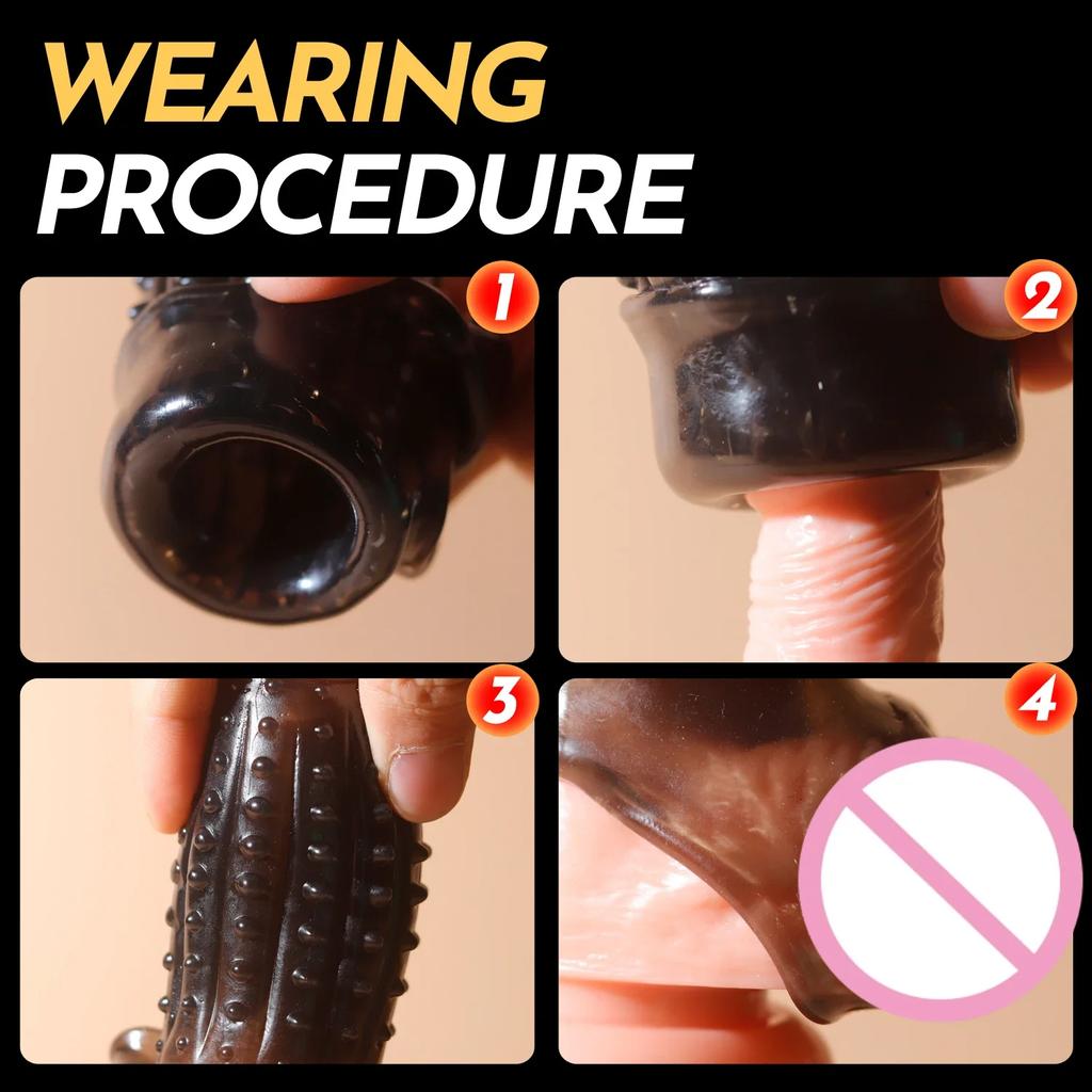 Cock Ring for Men Spike Cock Sex Toys for Men Penian Rings Adult Supplies Delayed Ejaculation Linen Nozzle Sleeve for Penis