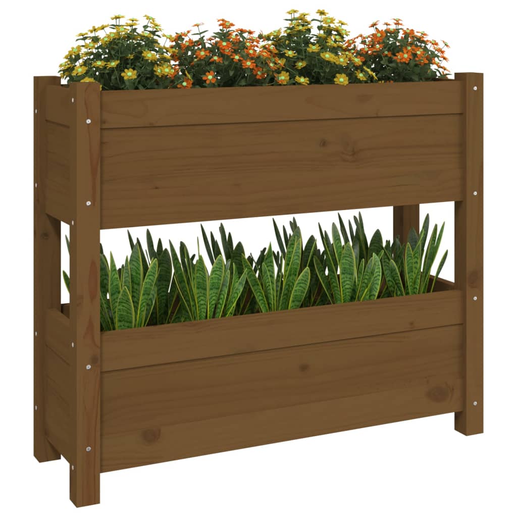 Planter Box Honey Brown 77 X 25 X 66 Cm Solid Pine Wood