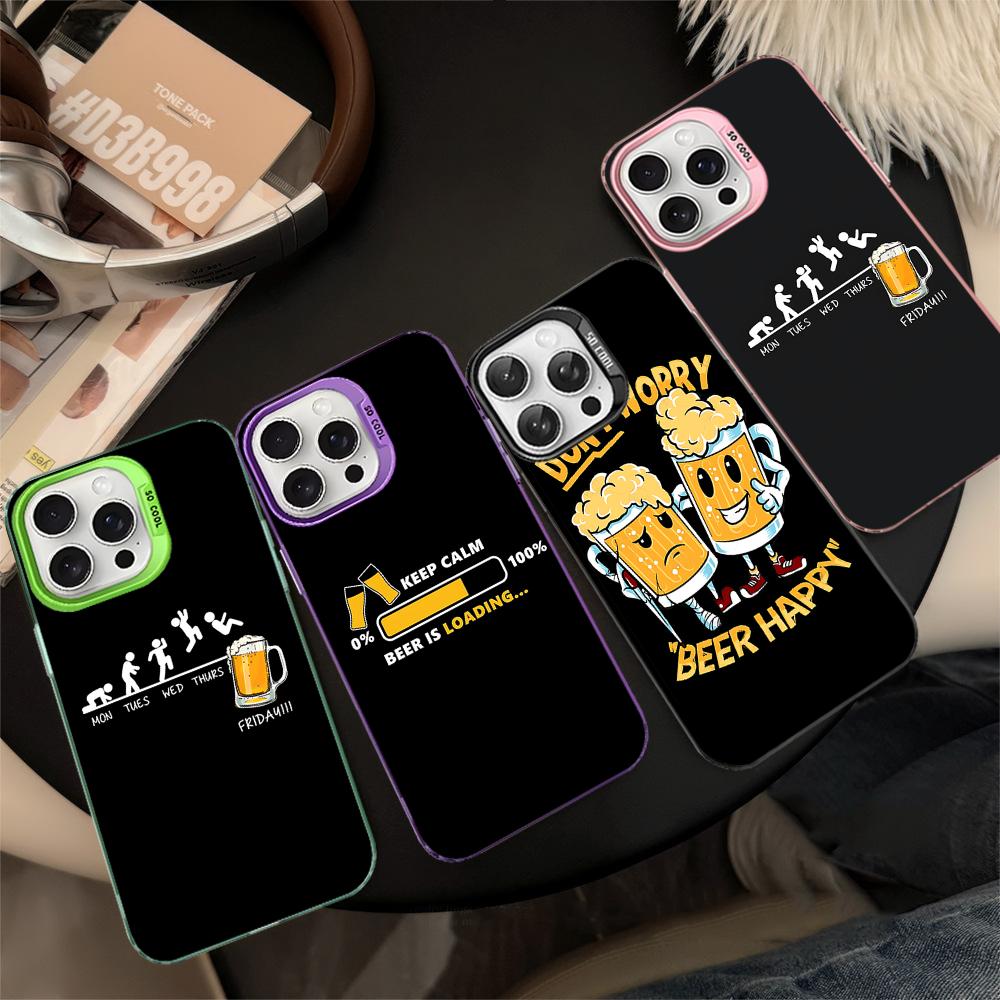 Beer Print Phone Case For IPhone 16 15 14 13 12 11 Pro Max X XR XSMAX 8 7 Plus Matte Shockproof Back Cover
