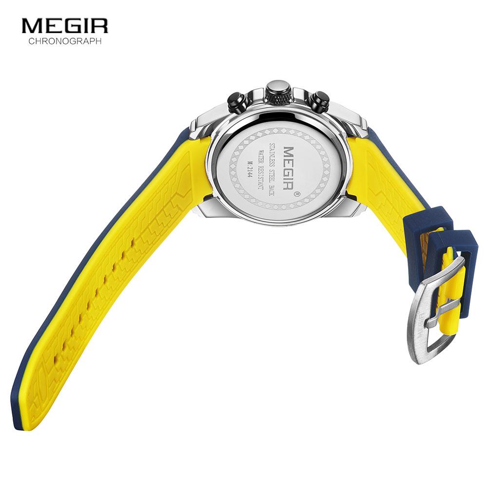 Megir Men's Quartz Watch Luxury Silicone Band 3ATM Water Resistant Business Chronograph Mens Sports WristWatches