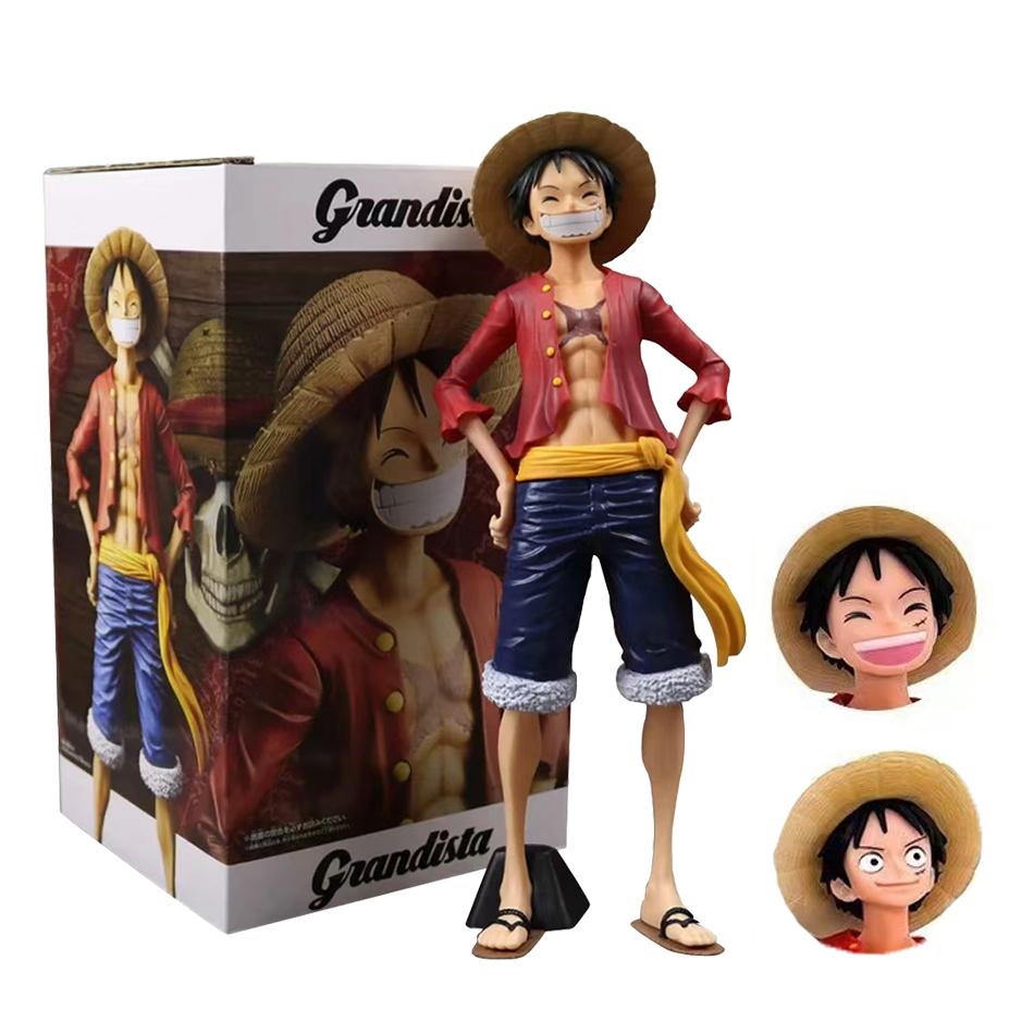New 28Cm One Piece Anime Figure Confident Smiley Three Form Face Changing Doll Pvc Collection Action Figurine Ornament Model Toy