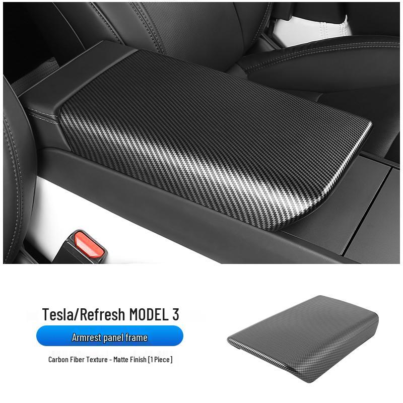 Tesla Model Y/3 Carbon Fiber Texture Center Console Trim Accessories