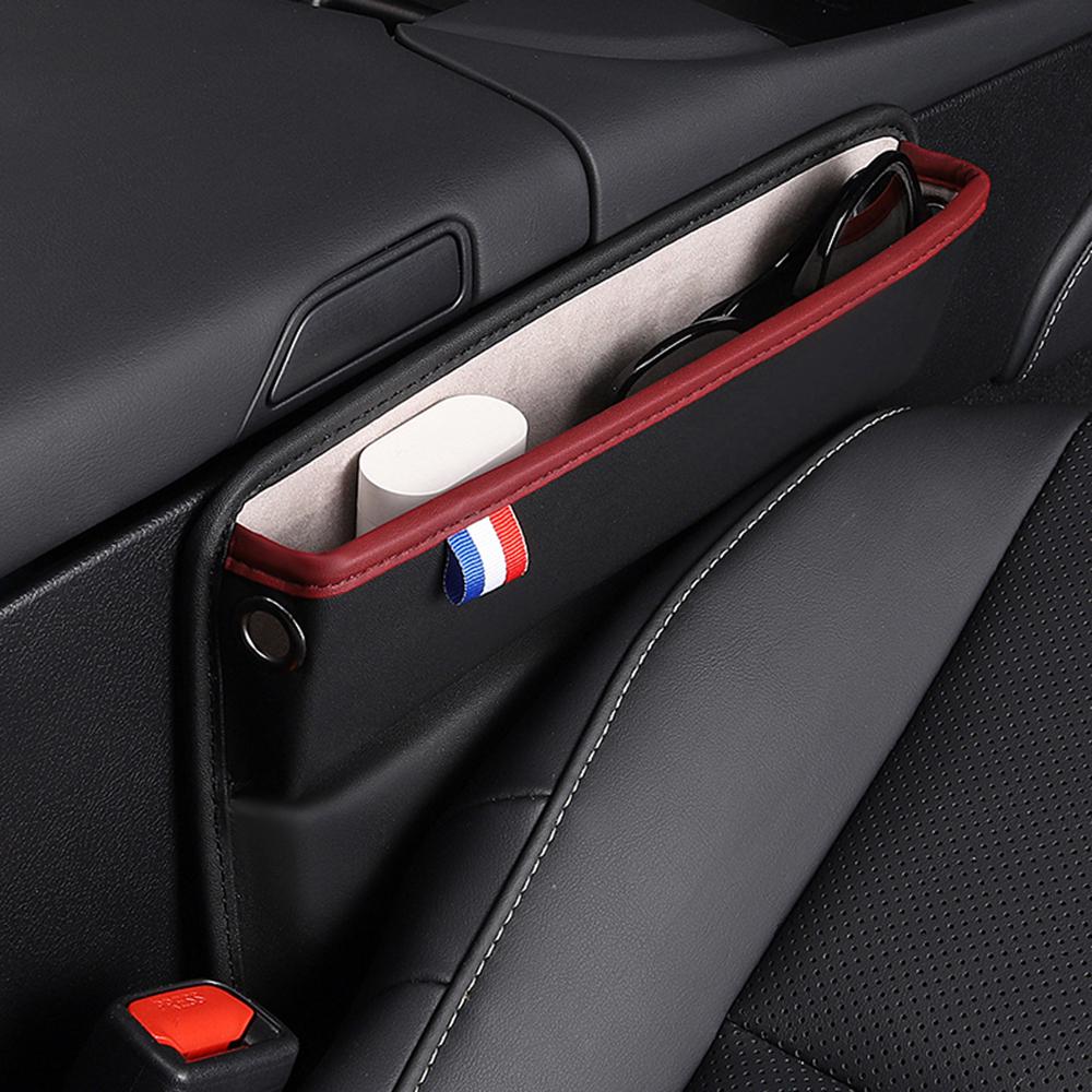 

Car Seat Slit Gap Pocket Organizer PU Leather Multifunctional Driver Seat Gap Filler Storage Box Black