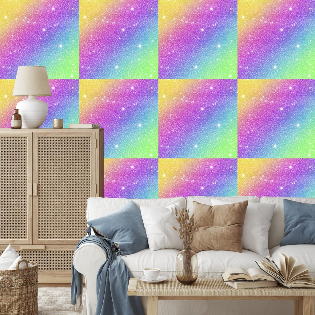 Lavender, mint and blue glitter wallpaper for living room and bedroom 50x1000