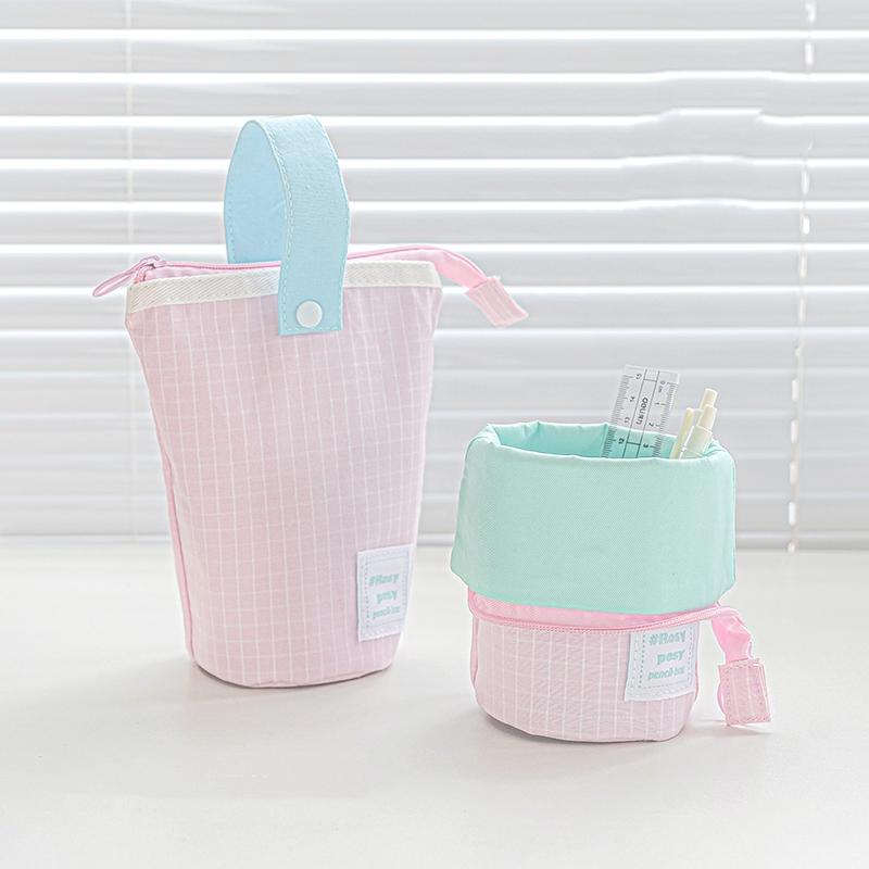 Milky Box Pokrowiec na ołówki i długopisy Kontrastowy składany stojak z uchwytem na długopisy Kieszonkowy woreczek do przechowywania na stole Szkolny