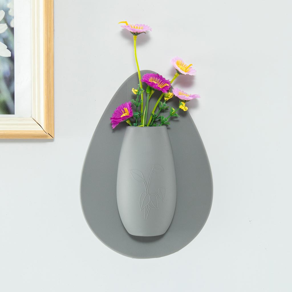 Silicone Flower Vase Self Adhesion Hydroponics Planter Sticker Wall for Glass Wall Window Party Wedding Festival Home