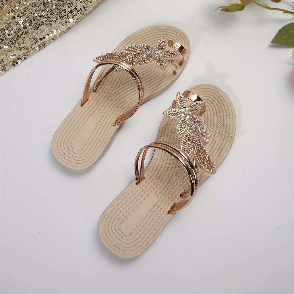 Summer New Maple Leaf Women's Flat Sandals, Slip-on Toe Comfortable Beach Style, Outdoor Lightweight Casual Round Toe Slide Sandals