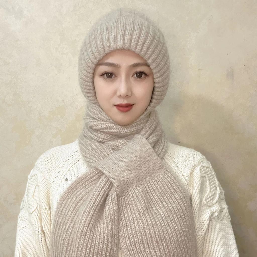 Windproof Thermal Ear Flap Hat with Detachable Scarf Winter Warm Fleece Lined Trapper Cap for Women Outdoor Snow Sports