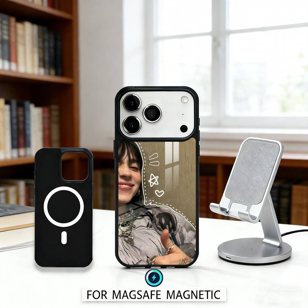 

Singer B-Billie L-lovely E-EilishS Phone Case Magnetic For iPhone17 16 15 14 13 12 Pro Max For Magsafe Wireless Charging Cover iPhone14