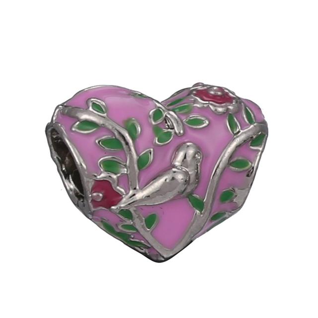 4pcs Sale Romantic Style Enamel Love Heart Charms Beads Fit Original Bracelets Necklaces For Women Girlfriend Jewelry Making