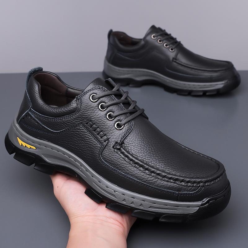 Fashion New Fashion Handmade Leather Casual Shoes Non-Slip Sneakers Man Hiking Shoes Low Top Driving Shoes Leisure Walk Treking Footwear