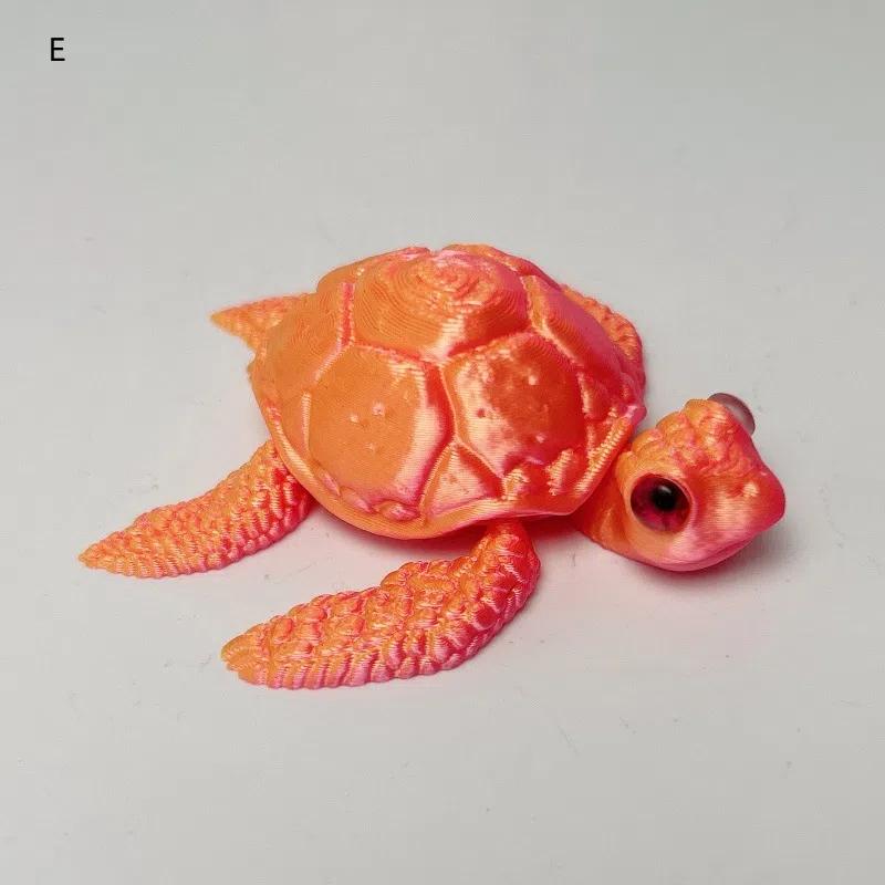 Figurines de Tortue Imprimées en 3D Articulations Mobiles Collection Créative Ornements Décoration de Bureau Cadeaux de Fête
