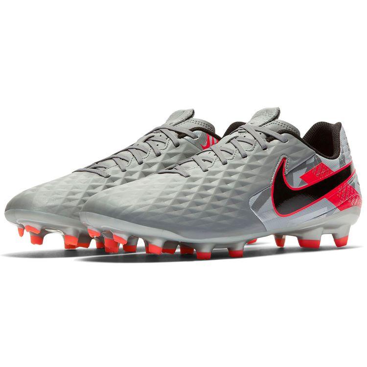 Nike Tiempo Legend 8 Academy MG Metallic Grey Crimson Men Sneakers Metallic-Bomber-Grey Particle-Grey Laser-Crimson AT5292-906